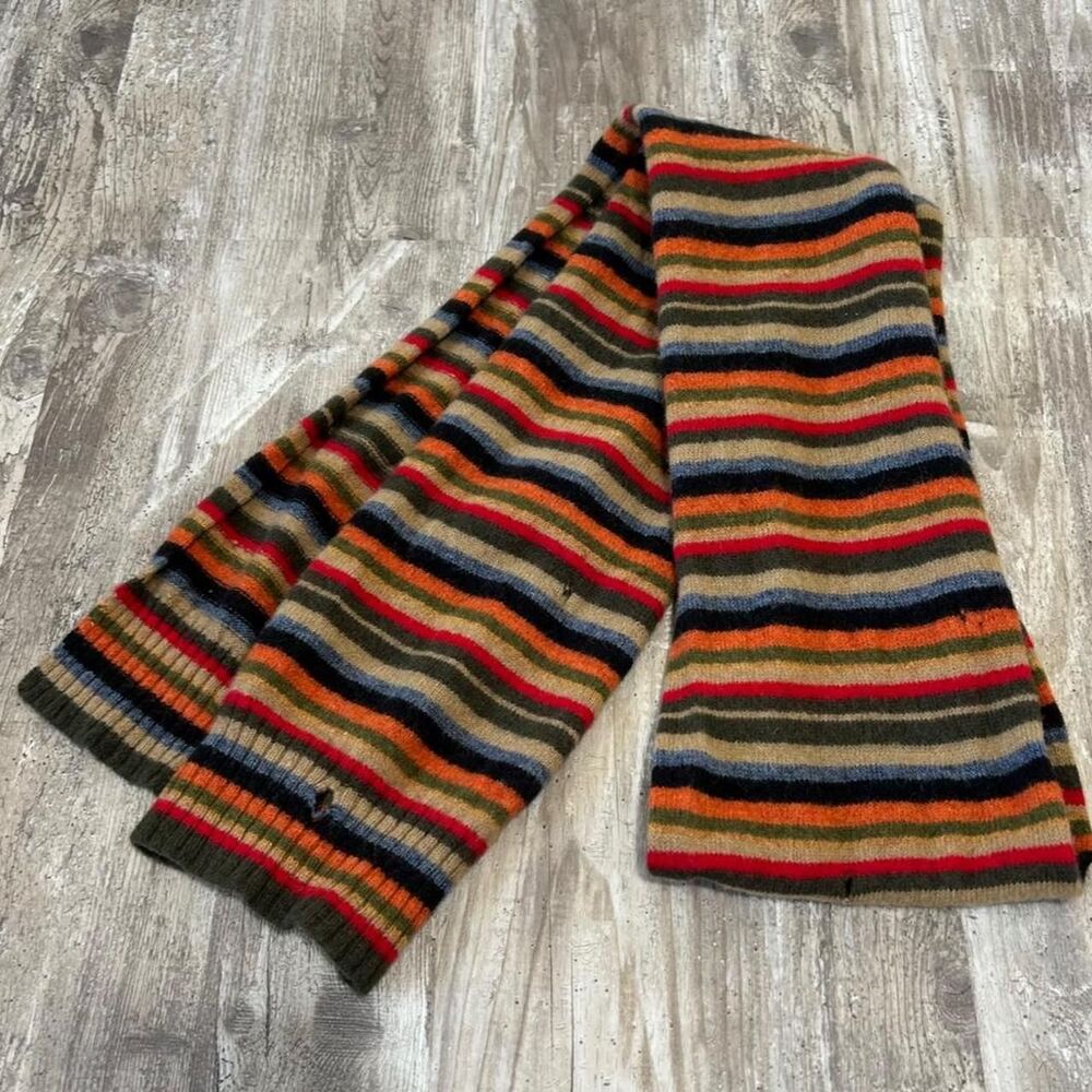 Multicolored striped knitted scarf